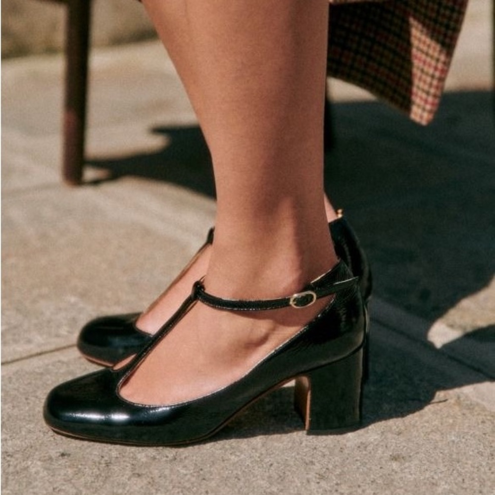 Sezane Marcie Mary Janes Vernis Noir - Size 37